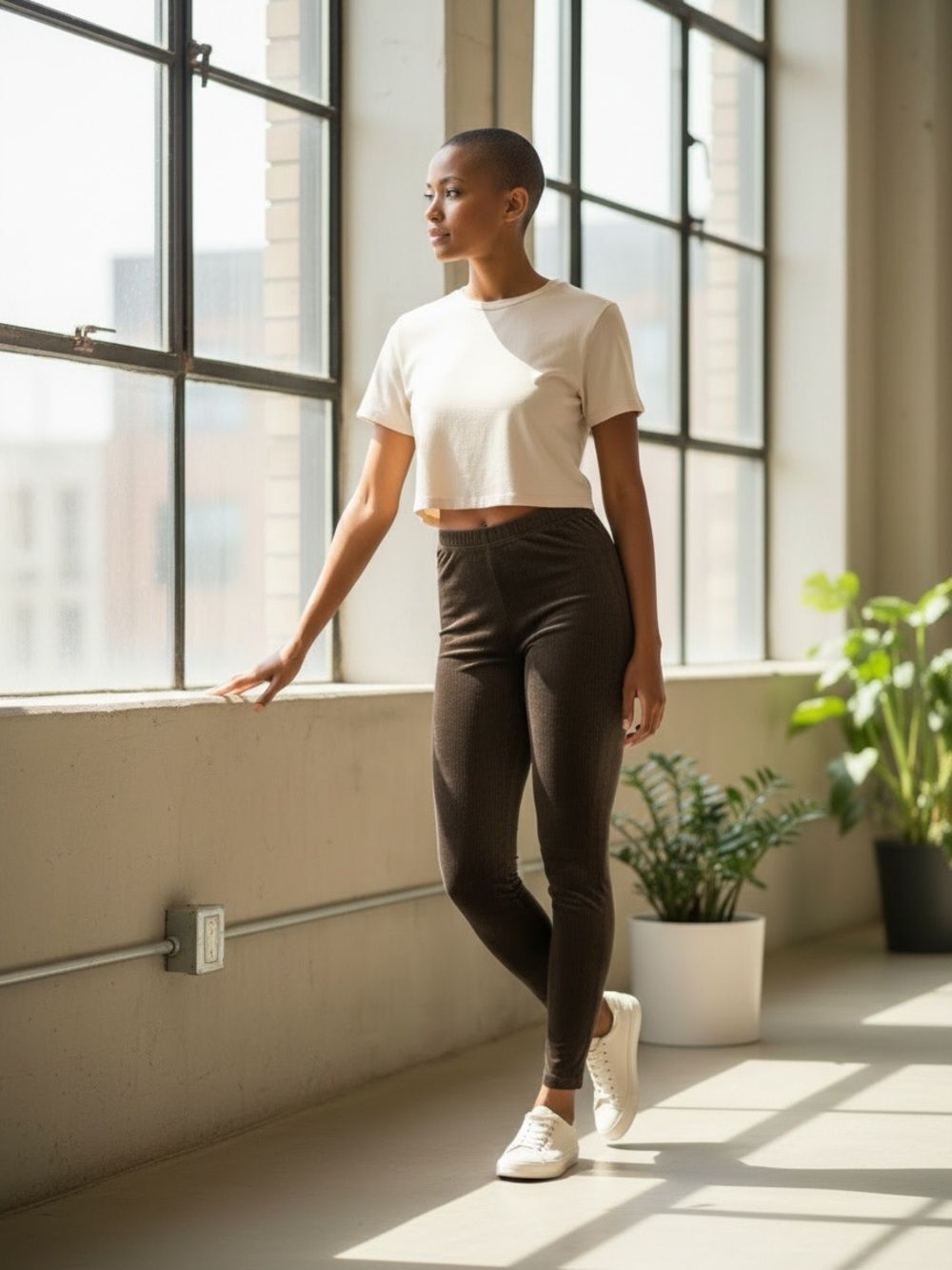 J.Crew Women’s Brown Corduroy Leggings Stretch Pull On Pants Size Medium USA
